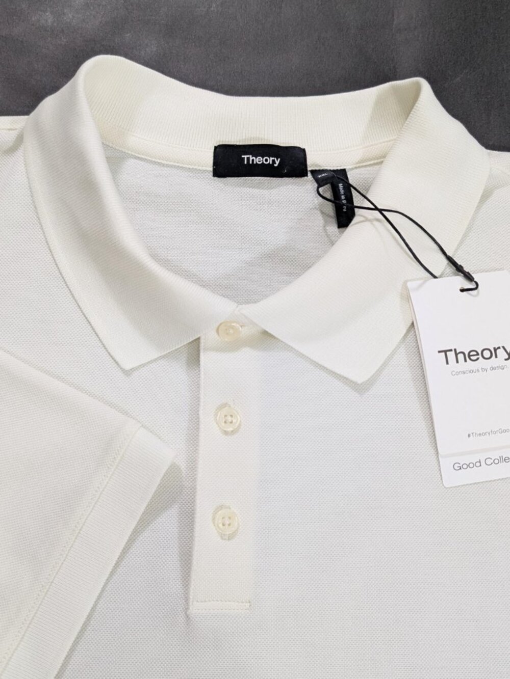 $115 Theory Precise Cotton Pique Polo Men`s Size 2XL Ivory